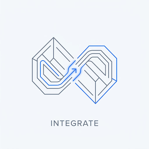 Diagram illustrating the Integrate phase: plugging chosen services into existing systems