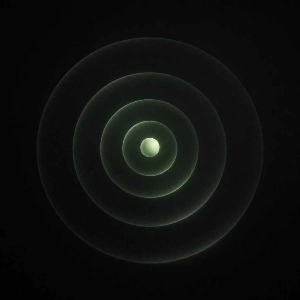 One bright point surrounded by rings that fade outward